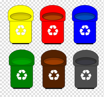 Group of colorful recycle bins, Garbage bins with garbage bags 22479237 PNG