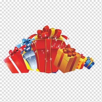 Ribbon Gift wrapping, Red flowers creative gift wrap transparent background  PNG clipart