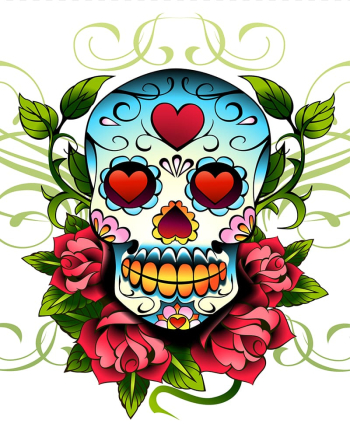 Free: Skull and pink and white flowers illustration, Calavera Skull Flower  Day of the Dead, Skull with flowers transparent background PNG clipart 