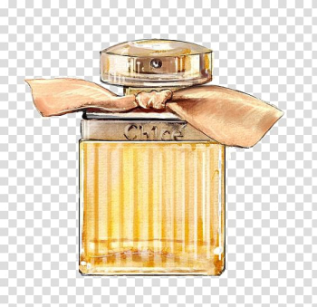 Free: Yellow fragrance bottle, Chanel No. 5 Watercolor painting
