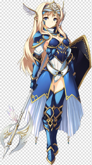Lexica  anime female knight full body holding sword white hair