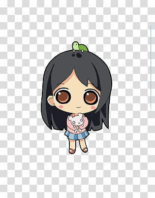 black-haired female anime character transparent background PNG clipart