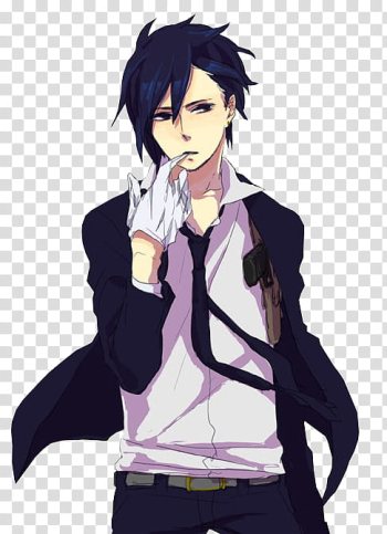 Anime boys, black-haired male character transparent background PNG clipart