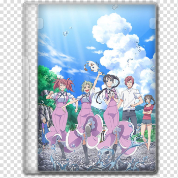 Summer Anime TV DVD Style Icon , Kuusen Madoushi Kouhosei no Kyoukan, male  and three females character DVD case icon transparent background PNG  clipart