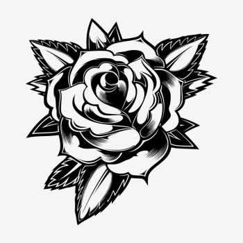 Tattoo Style Rose Illustration On White Background Design Elements