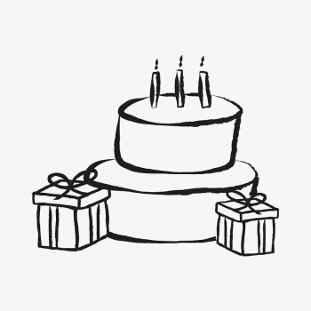 Birthday cake sticker, celebration doodle | Free Vector Illustration - rawpixel