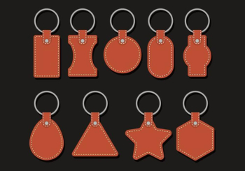 Free Vector  Blank keychains set. silver pendants with round, square,  heart and hexagon shapes