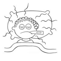 Free: Cartoon Man is Lying Down and has a Fever Vector Illustration Free  Vector 