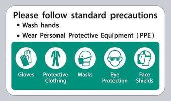 Please follow standard precautions ,Wash hands,Wear Personal