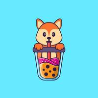 Cute happy funny bubble tea cup Royalty Free Vector Image