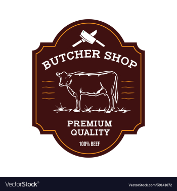 beef shop label design in vintage style
