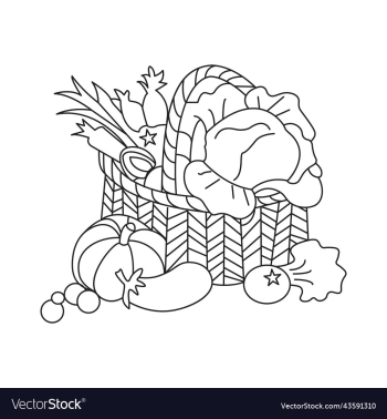 vegetable basket coloring page for kids