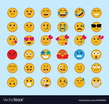 set of 36 cartoon emoticons emoji icons