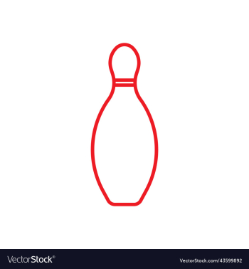 red bowling pin line icon