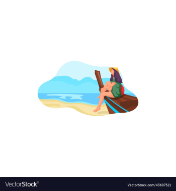 woman sitting on boat beach logo