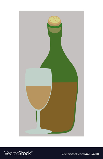 isolated of bottle and glass with
