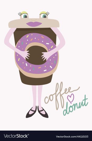 coffee and donut with lettering