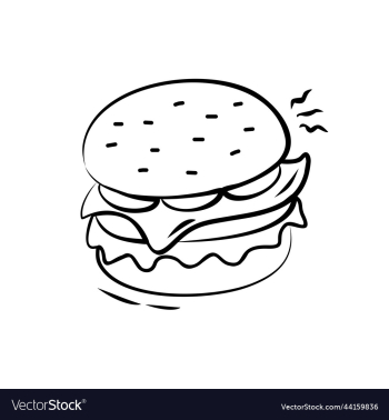 fast food burger lineart sketch