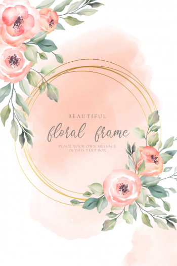 Beautiful golden frame with soft watercolor nature Free Vector