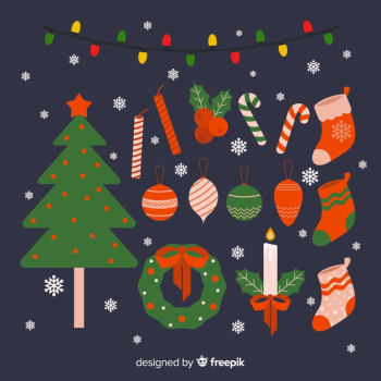 Set of christmas decoration hand draw Royalty Free Vector