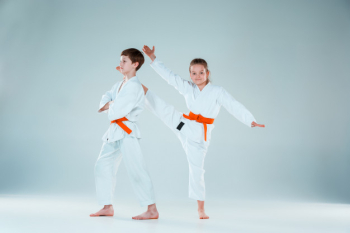 Two Girls Practice With Knife Tanto On Aikido Martial Arts Training On  White Background Stock Photo, Picture and Royalty Free Image. Image  51923963.