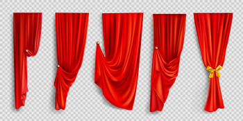 Realistic Billowing Red Cloth, Vectors