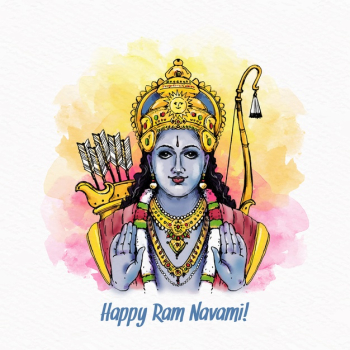 Free Vector | Greeting card with drawing of ram navami