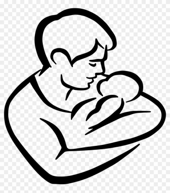 Vector line art illustration of a father holding a newborn baby in his  arms. Father and child Minimalist Art sketch drawing.Fatherhood  concept.Happy family 7794128 Vector Art at Vecteezy