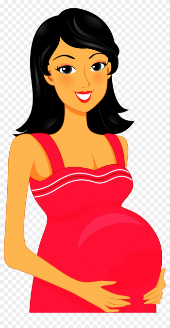 Free: Cartoon pregnant woman and smiling man visit doctor at