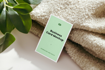 Free Business Card with Blanket Mockup