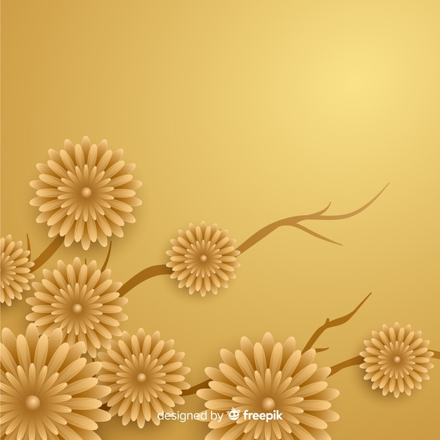 Free Vector  3d golden flowers background