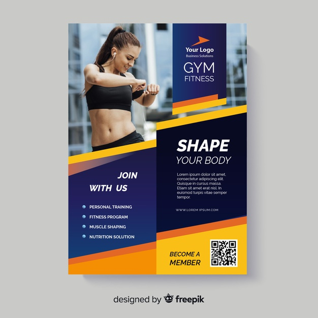 Free: Shape your body sport flyer with photo Free Vector 