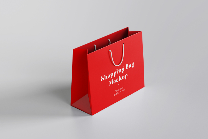 red,paper bag,text,product,shopping bag,logo,font,design,packaging and labeling,material property,mrmockup