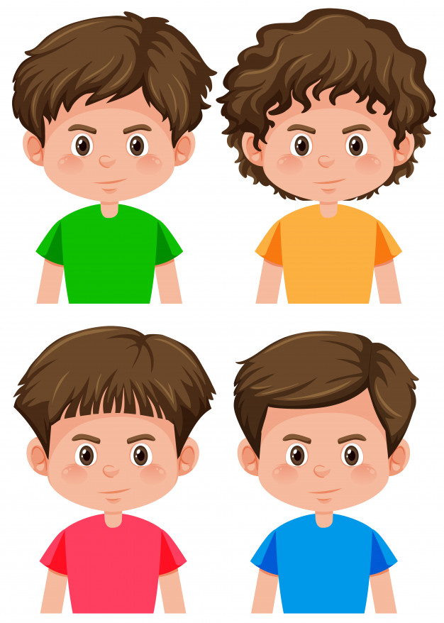 Free: Set of boy character different hairstyle Free Vector 