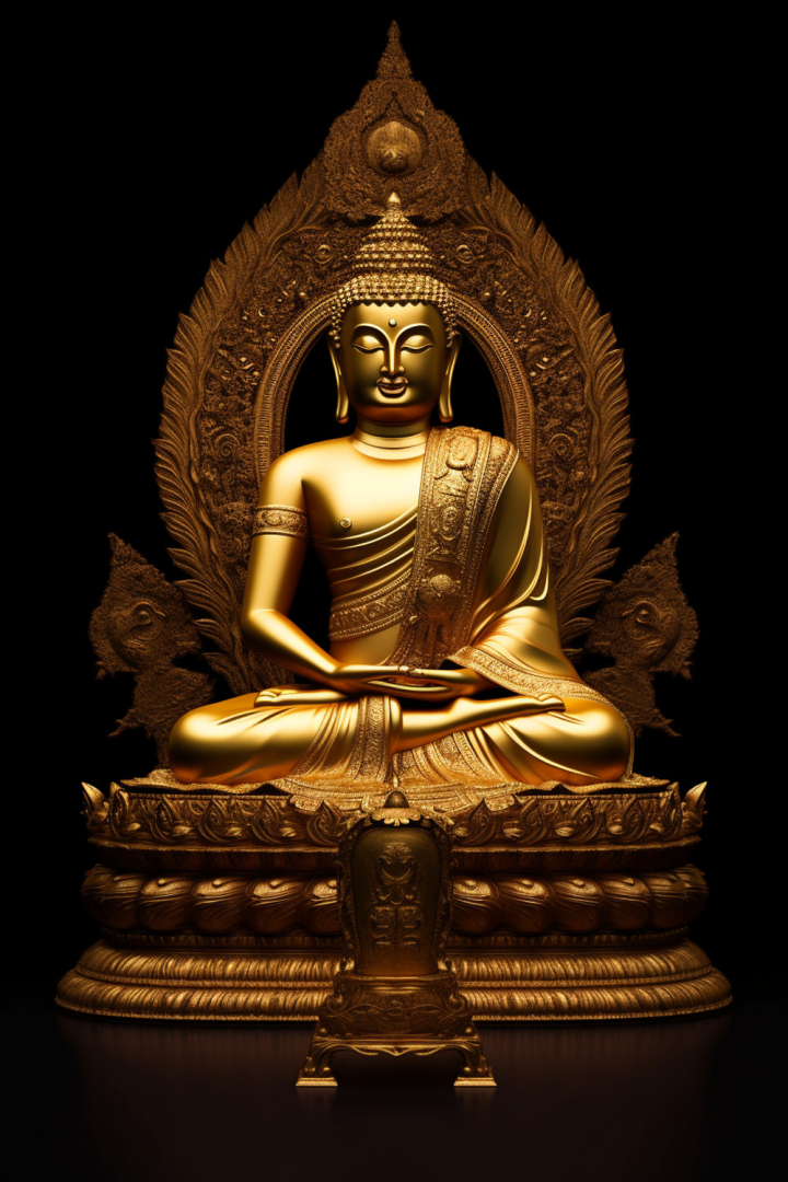 Buddha,Statue,gold,golden,ai generated
