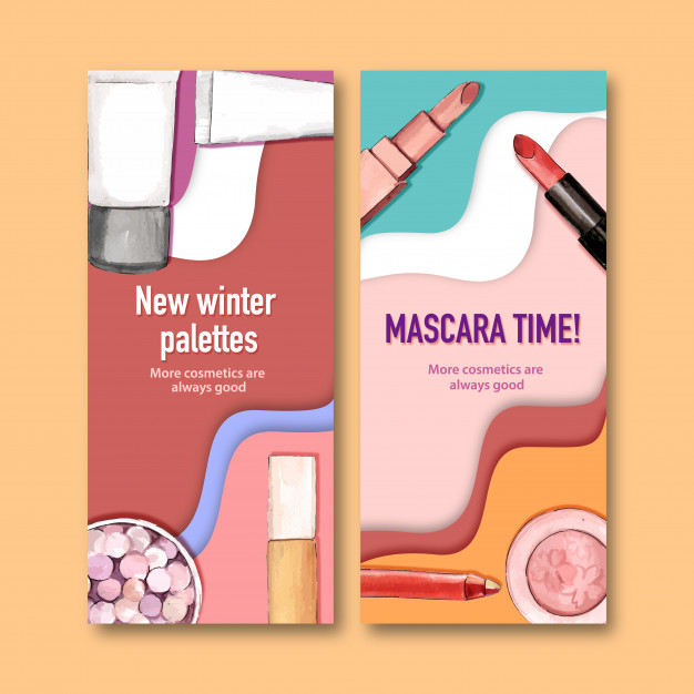concealer,primer,mascara,coloring,drawn,cream,lipstick,cosmetic,present,makeup,leaflet,brush,hand drawn,hand,winter,watercolor,flyer,banner