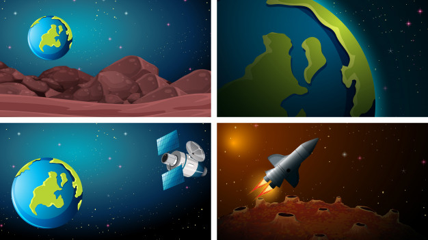 asteroids,saturn,astronomy,set,flying,cosmos,scene,satellite,system,scenery,solar,universe,fly,astronaut,group,planet,ship,rocket,galaxy,stars,space,earth,cartoon
