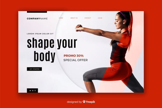 Free: Shape your body gym promotion landing page with image Free Vector 