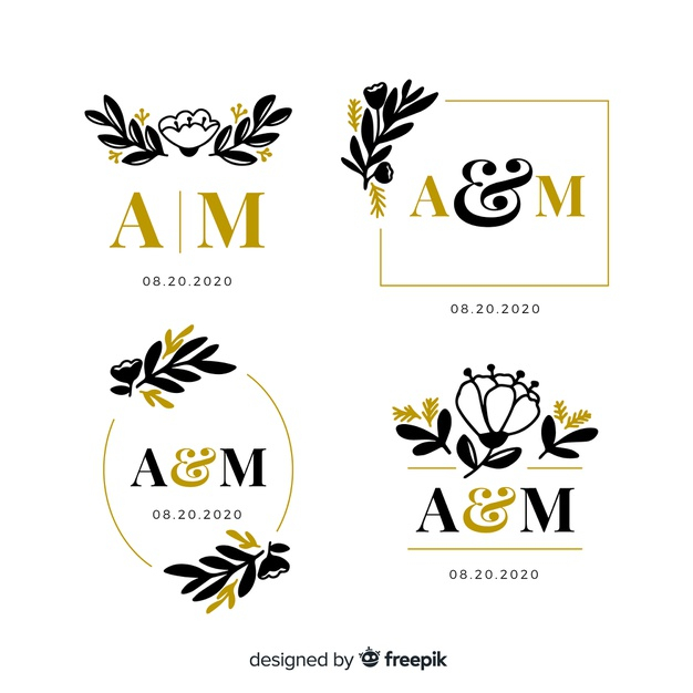 Free: Wedding monogram logo template collection Free Vector 