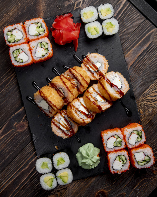 Free: Sushi rolls hot maki and california rolls served with ginger and wasabi  Free Photo 