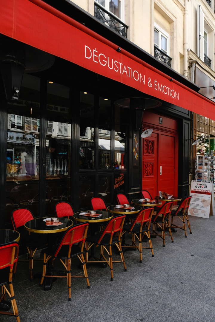 architecture,bar,building,business,café,chairs,daylight,dining,exterior,facade,france,lifestyle,outdoors,paris,pub,red,restaurant,room,signages,store,street,tables,travel