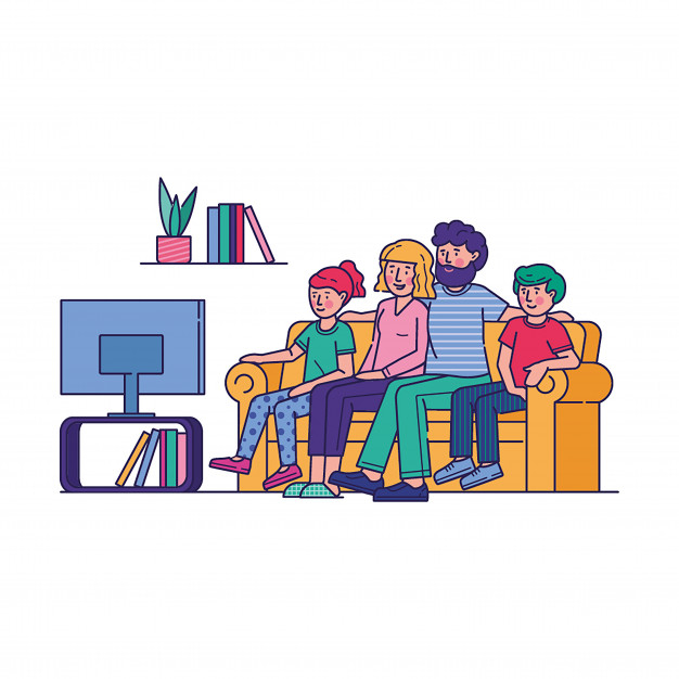 Free: Happy family watching television together Free Vector 