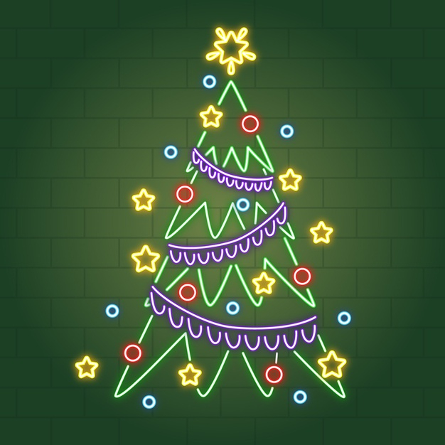 Free Vector  Garland and accessories in neon for christmas