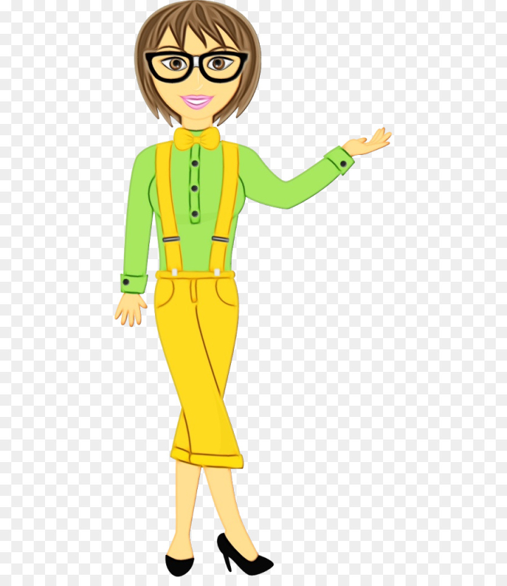 watercolor,paint,wet ink, cartoon,yellow,standing,costume,costume design,fictional character,gesture,fashion illustration,png