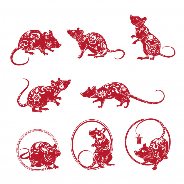 astrological,2020,hula,hoop,papercut,lunar,set,collection,ornate,rat,asian,year,traditional,zodiac,culture,oriental,ring,mouse,round,new,china,happy,celebration,chinese,red,animal,cartoon,paper,circle,calendar