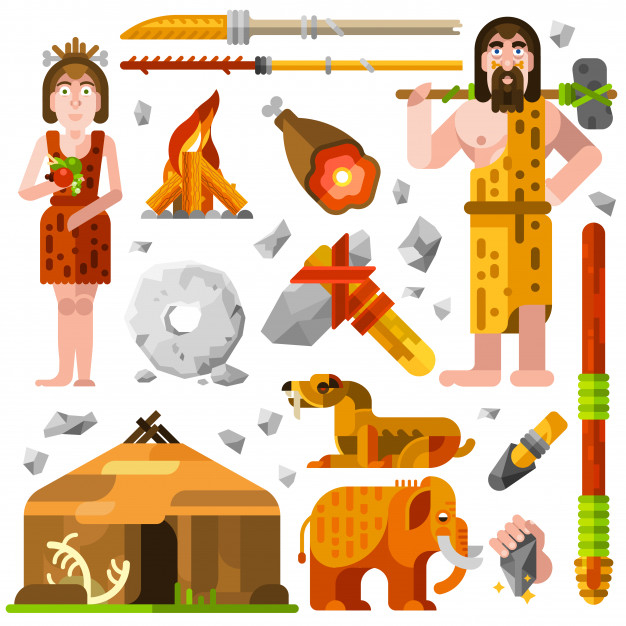 Free: Prehistoric stone age caveman icons Free Vector 