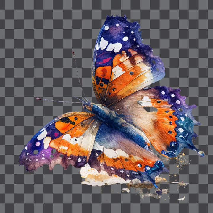 Free: Butterfly PNG transparent, watercolor, no background 