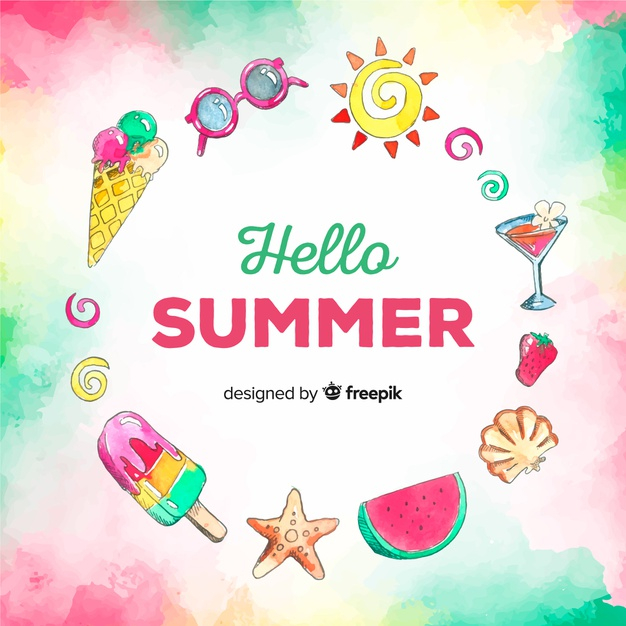 Free Vector  Summer watercolor element collection