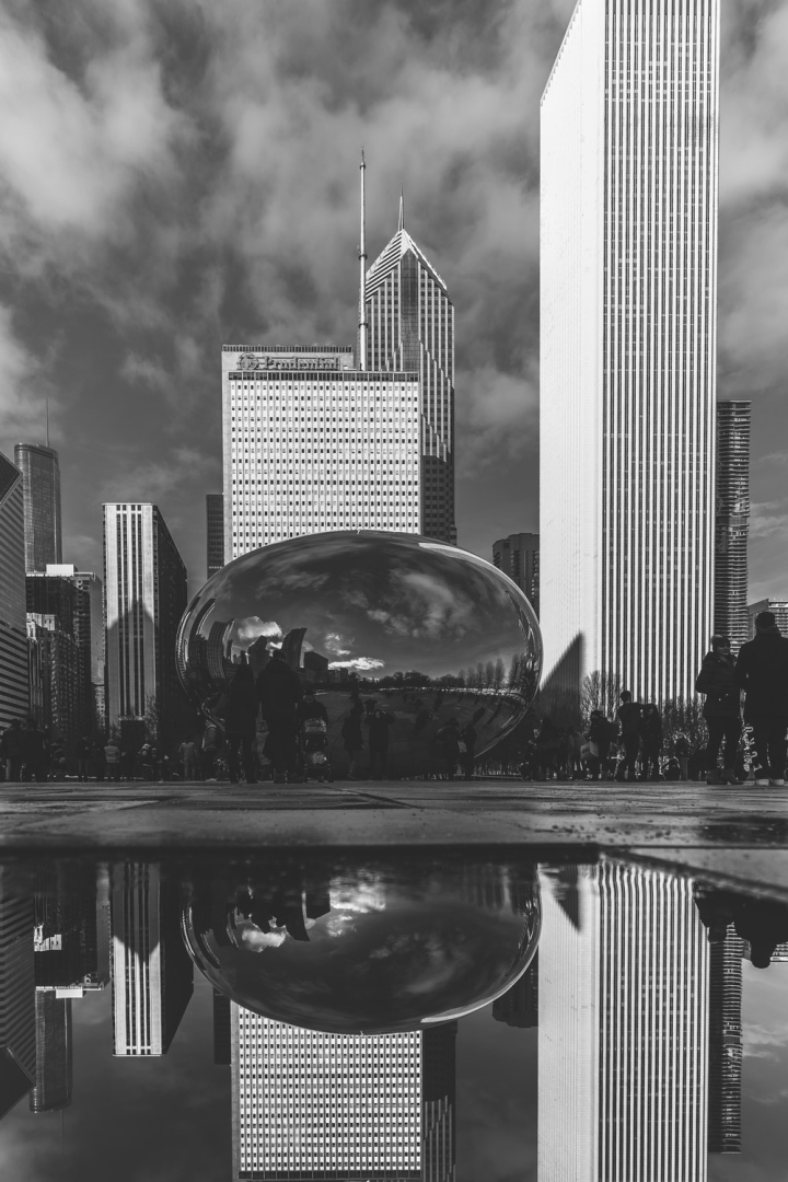 architecture,black and white,black-and-white,buildings,chicago,city,cityscape,downtown,reflection,skyscraper,tourist attraction,urban