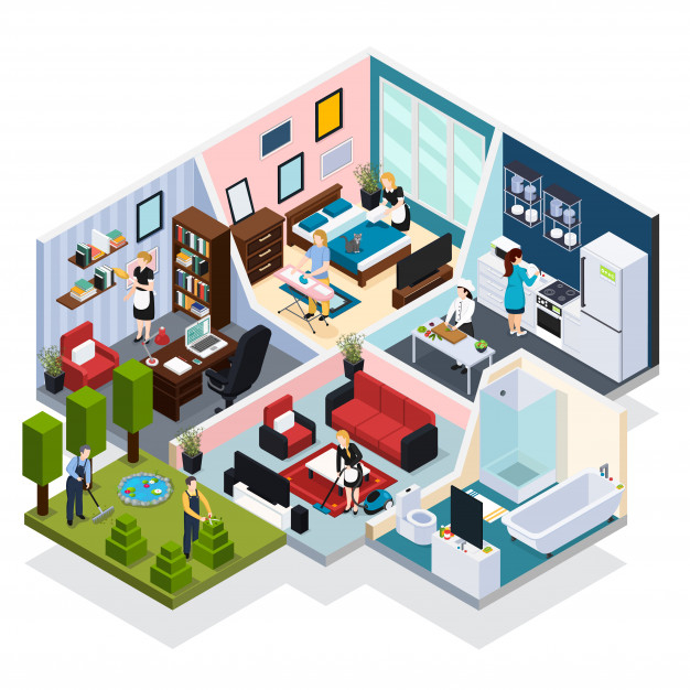 gardner,domestic,housekeeper,nanny,accommodation,routine,assistant,composition,household,maid,senior,personal,cleaner,staff,washing,nurse,help,job,security,isometric,work,chef,typography,home,paper,house,texture,people